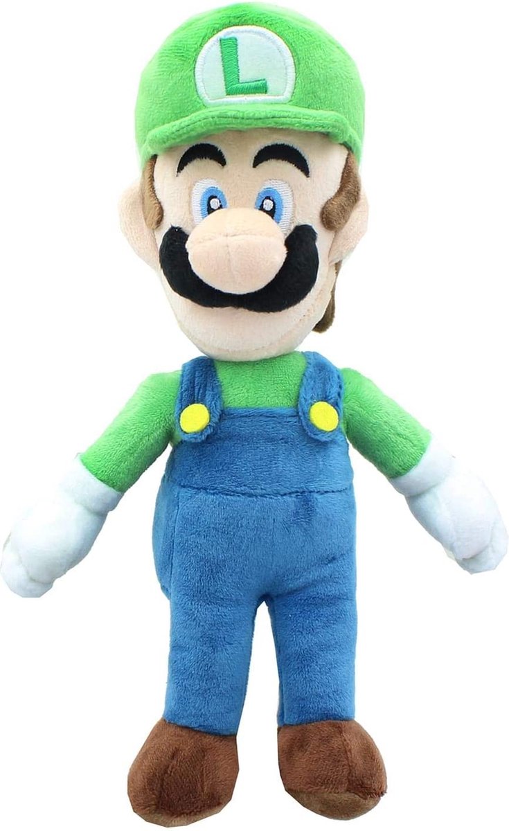 Super Mario Bros Pluche Knuffel Luigi (Staand 40 cm)  + Super Mario Sticker! | Mario Luigi Peluche Plush Toy | Speelgoed knuffeldier knuffelpop voor kinderen | mario odyssey , mario party Bowser Yoshi Peach Kart Daisy Wario Toad